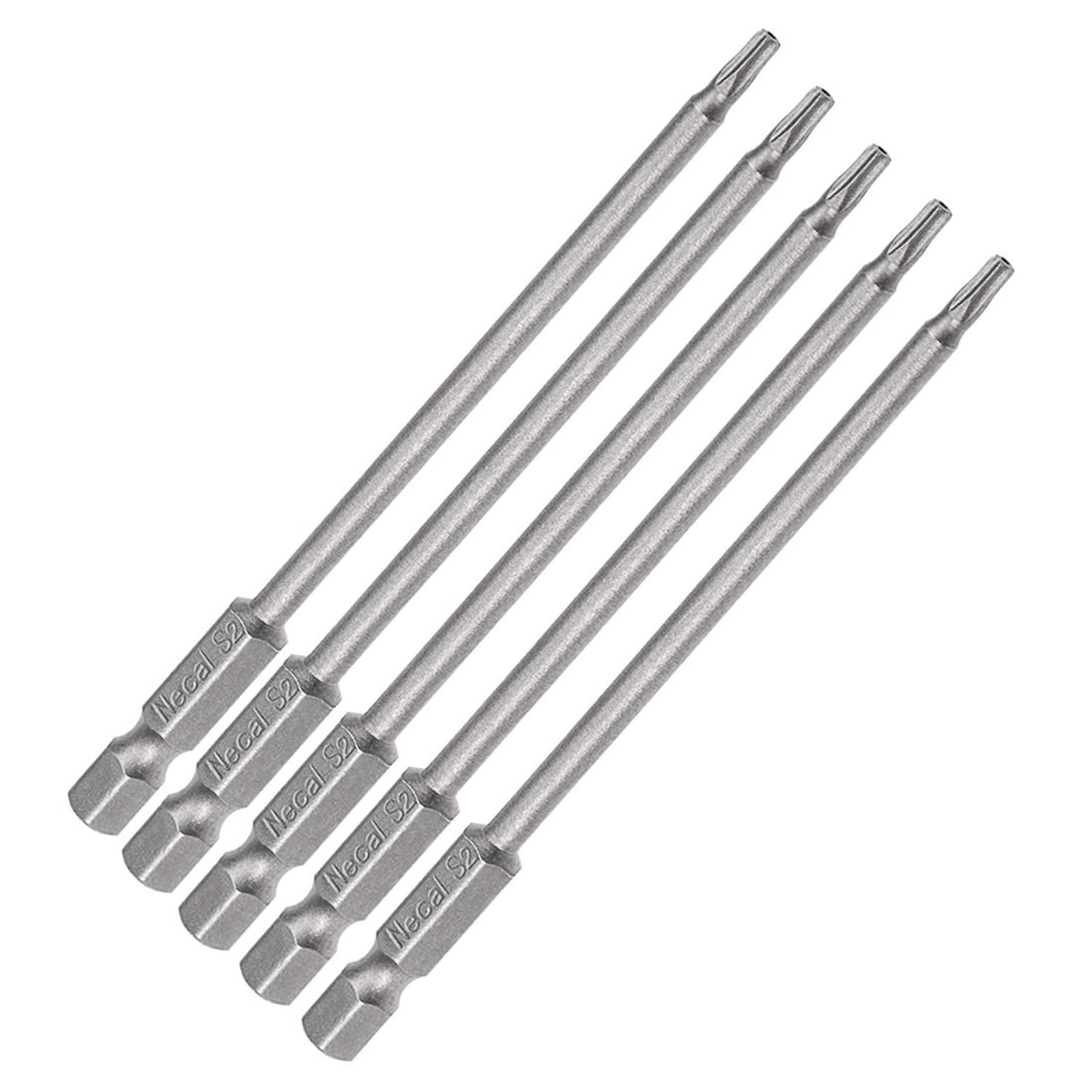 MACHSWON 5 Pcs 1/4" Hex Shank T10 Magnetic Security Torx Screwdriver Bits 100mm Length