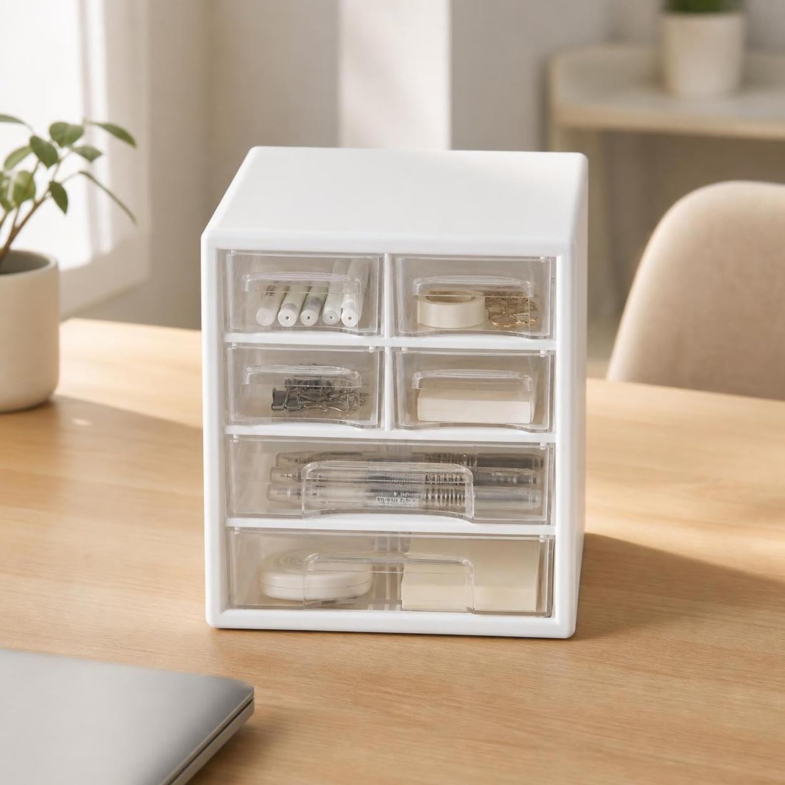 Organizador Escritorio con Cajones |, Elegan, Organizador Escritorio con Compartimentos, para Tocador, Estudians