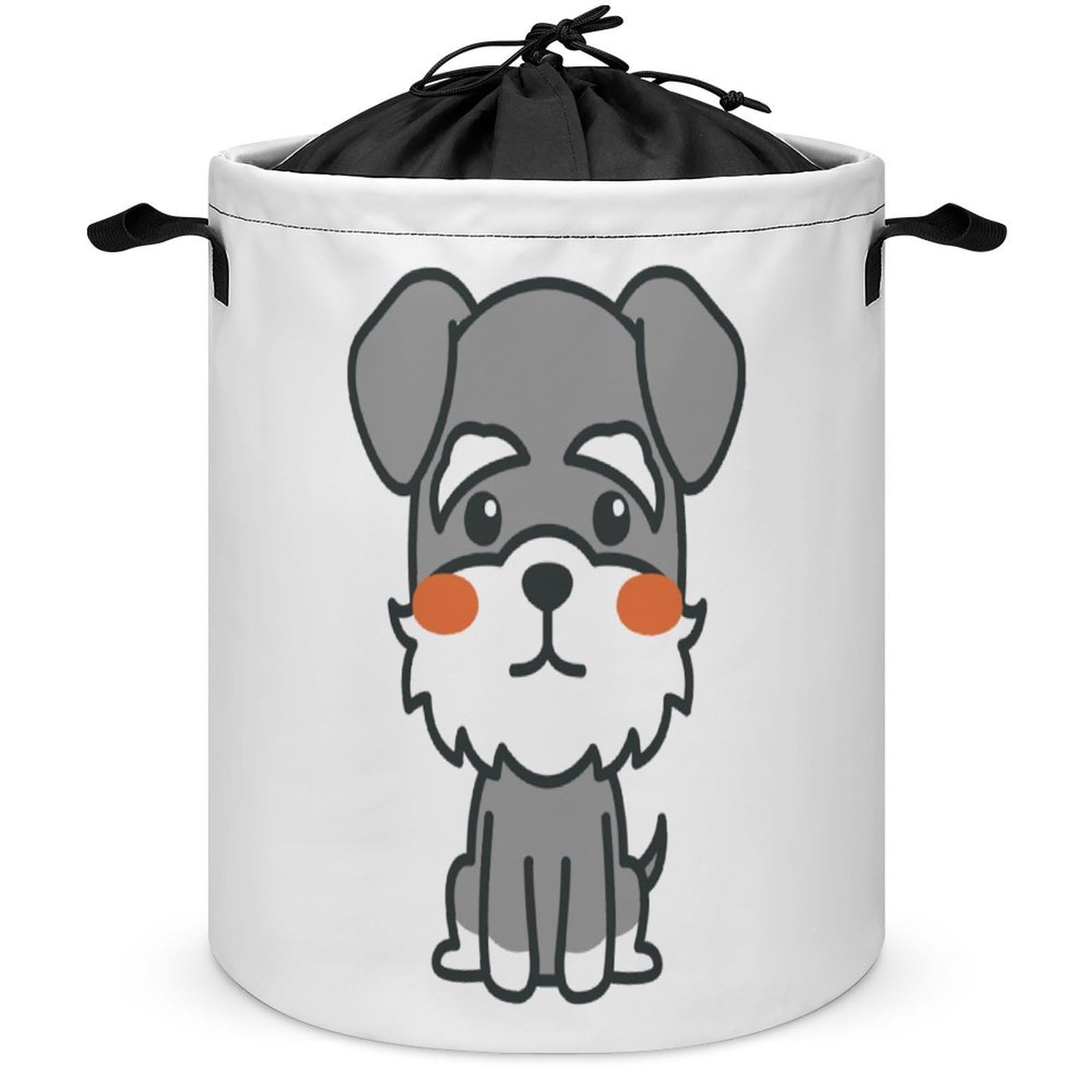 Wlntrophic Drawstring Laundry Hamper, Cute Schnauzer Dog Laundry Basket, Washing Basket with Handle
