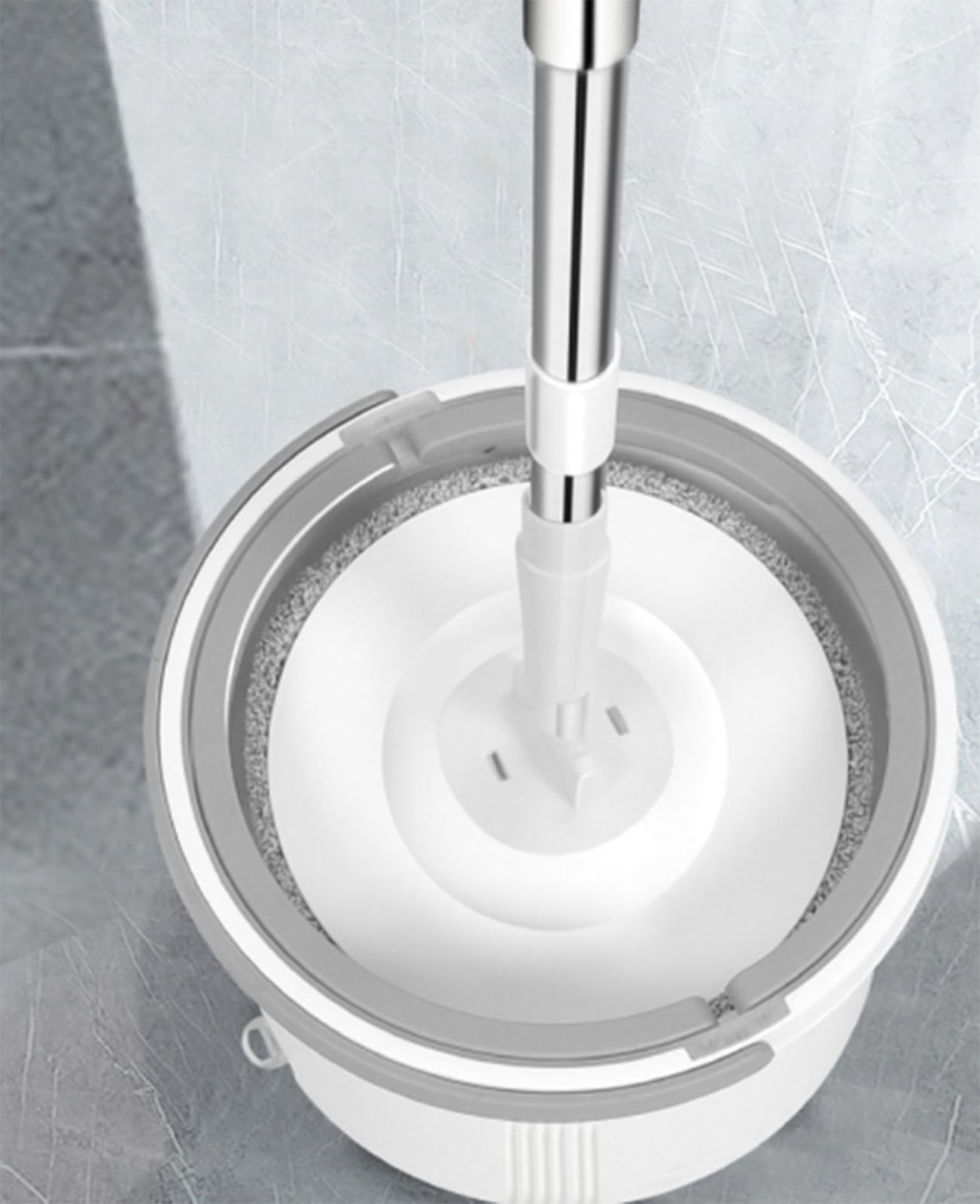 Balai essoreur et Seau pour la Maison, Balai et Seau avec essoreuse, Deux Compartiments, séparation Automatique de l'eau Sale et Propre avec 2 recharges en Microfibre