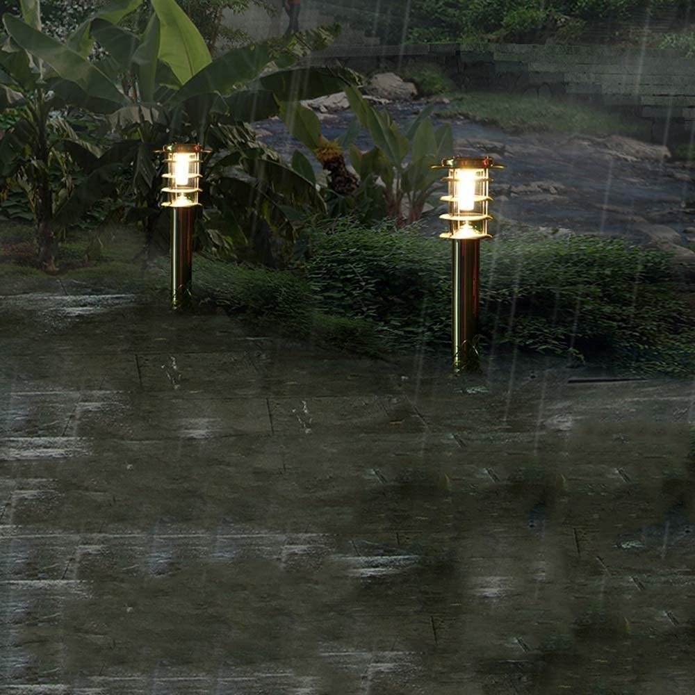 Luci solari da Prato per Esterni IP54 Impermeabile in Acciaio Inossidabile Paesaggio Giardino Pilastro Lampada a Colonna Luci a induzione Villa Via Corridoio Corridoio Decor Ombra acrilica Lanterna