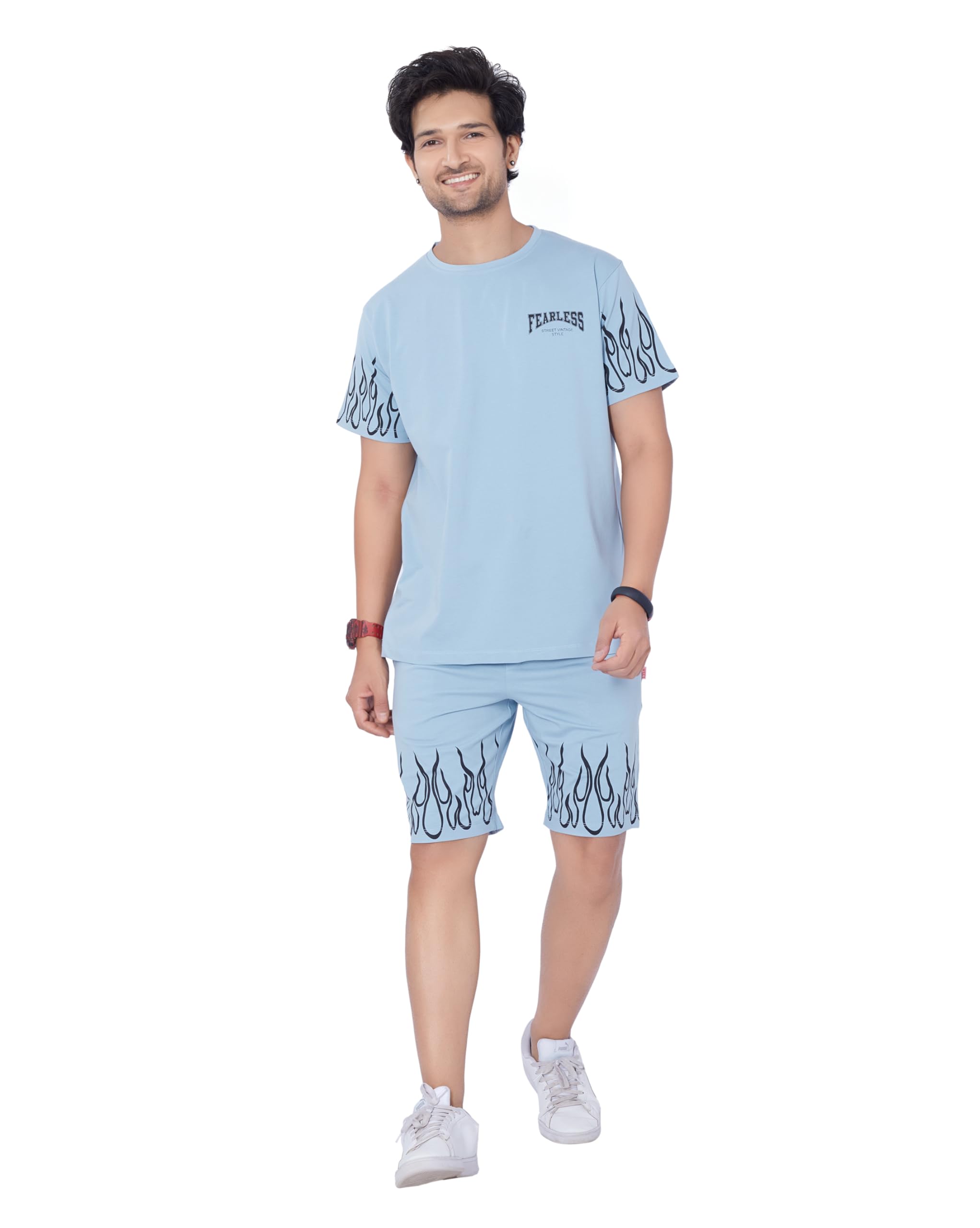 Cotton T-Shirt and Shorts Set for Men,Night Wear for Men,Men's Pyjama Set 114