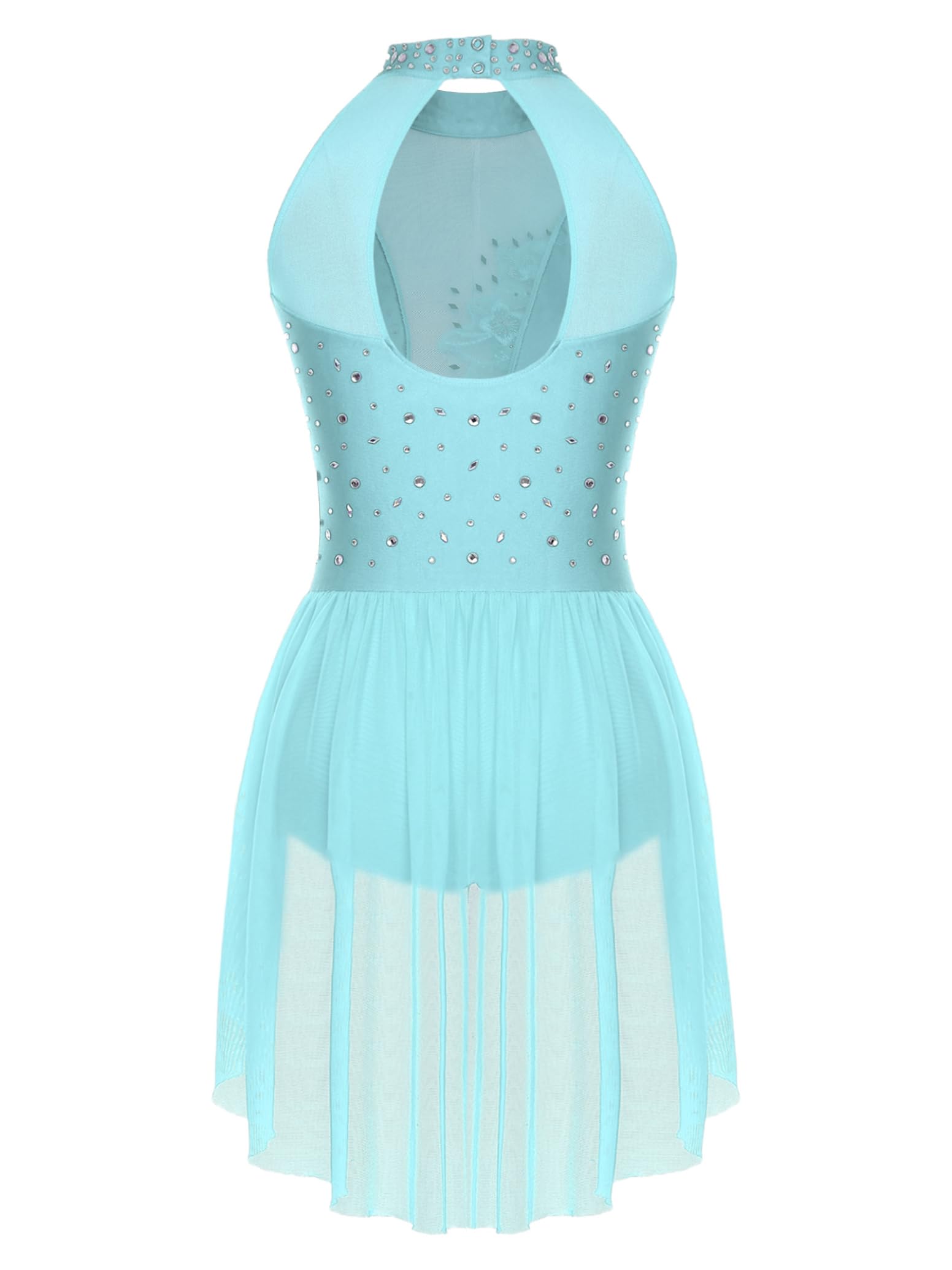 inlzdz Donne Body a Pattinaggio Artistico con Paillettes e Applique 3D Leotard Ginnastica Vestito da Balletto Classica Abito da Prestazioni sul Palco Dancewear