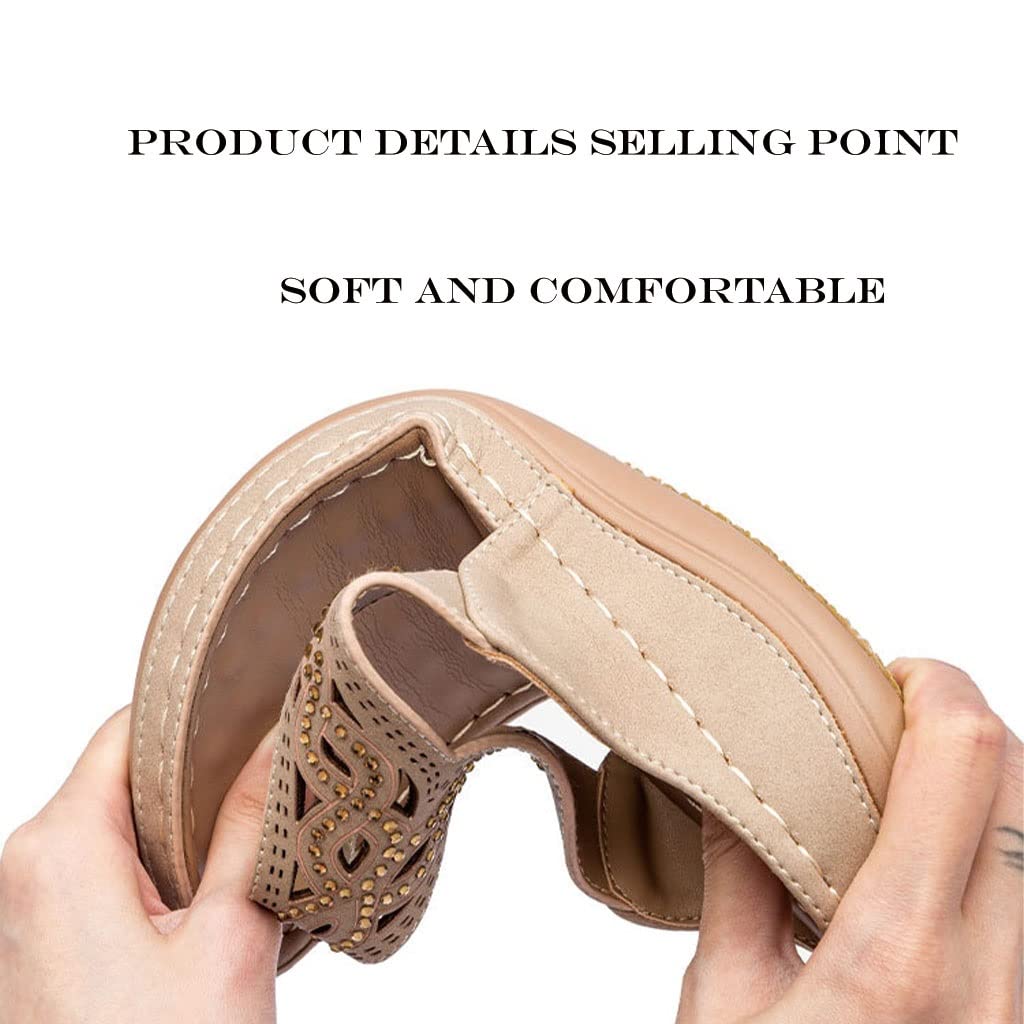 HSQMA Chanclas De Cuña para Mujer Suave Sandalias De Playa Ligero Pantuflas Verano Zapatillas AntideslizanteWith Arch Support Summer Casual Sandals Zapatos Casuales (Color : Brown, Size : EUR36)