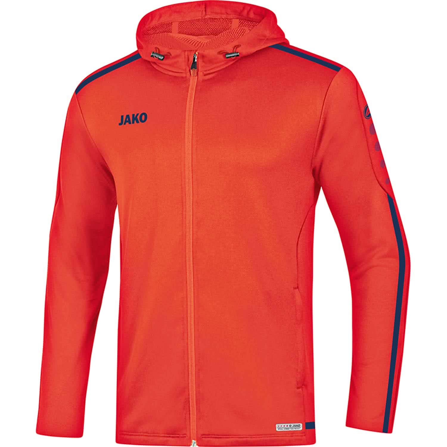 JAKO Children's Striker 2.0 Hooded Jacket, Flame/Navy, 164 (EU)