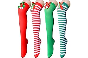 Striped Christmas Over The Knee Socks