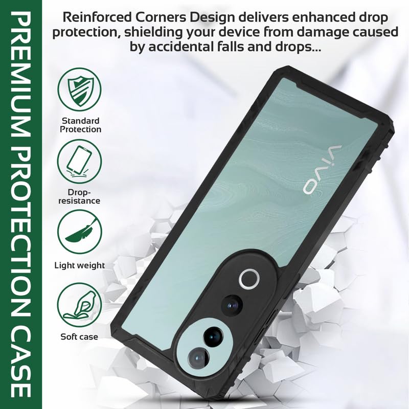 Image of AIBEX Crystal Clear Back Cover Case for Vivo V40 5G / Vivo V40 Pro 5G | 360 Degree Protection | Shock Proof Design | Transparent Back Case for Vivo V40 5G / Vivo V40 Pro 5G (PC & TPU,Bumper)