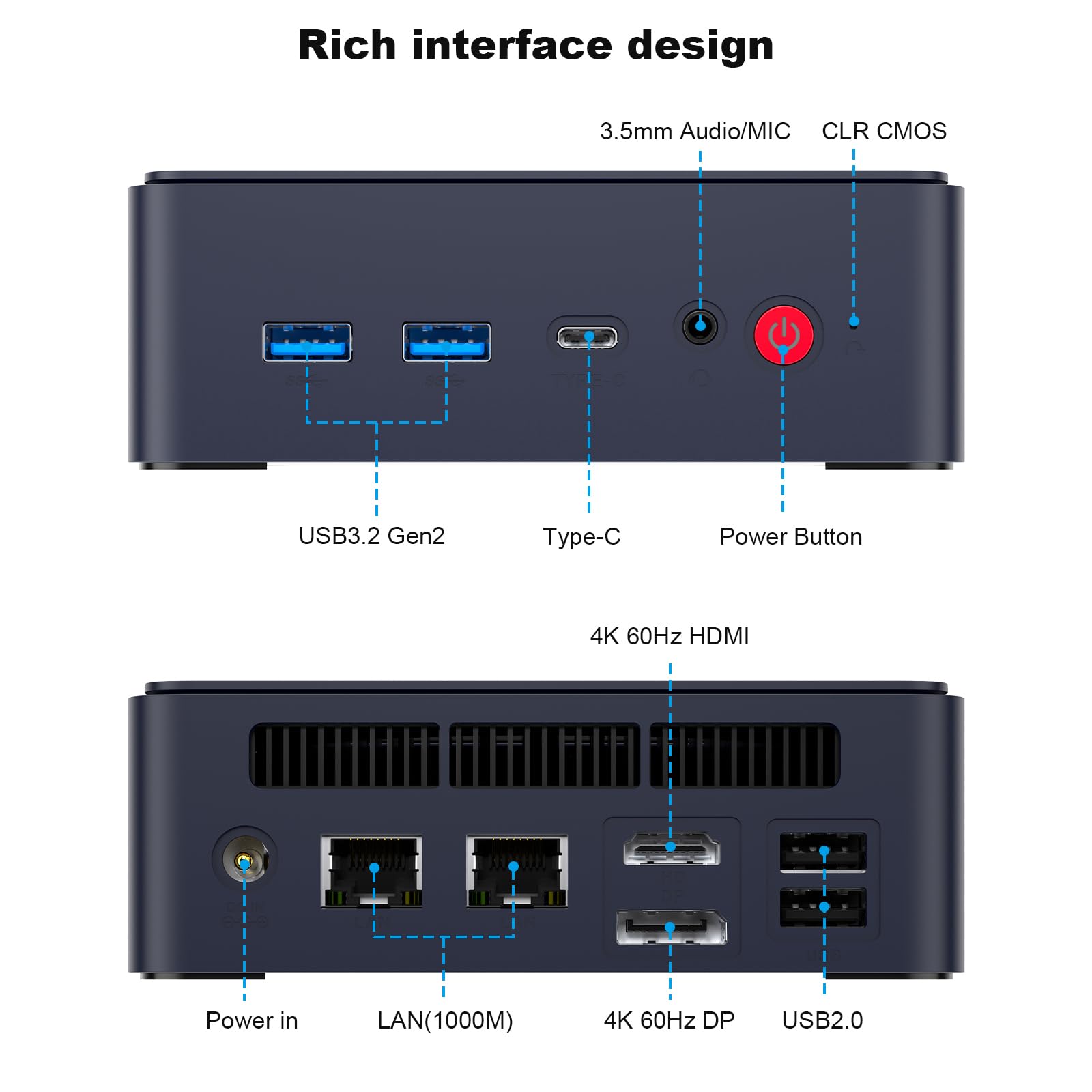 AWOW AK11 Mini PC Intel N150 (bis zu 3,6 GHz), 16GB RAM 512GB SSD, 4K Dual-Screen, Dual Gigabit Ethernet, WiFi 6, BT 5.2, Type-C, W11 Pro – Mini Desktop für Büro, Homeoffice und Schule