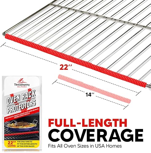Miniatura 7 de Protectores de rejilla para horno extra largos de 22 pulgadas, color rojo (paquete de 2), ajuste de longitud completa en hornos de Estados Unidos de