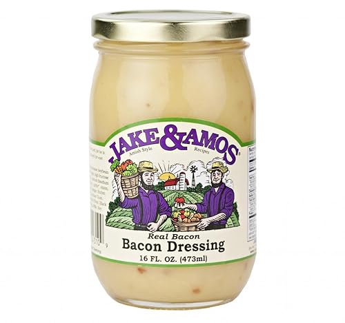 Jake & Amos - Aderezo de ensalada de tocino real, tarro de 17 onzas
