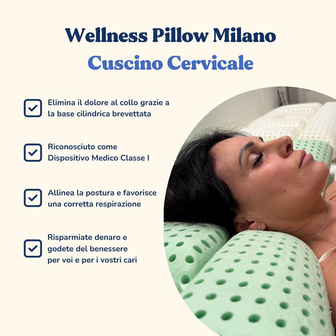 Cuscino Medico Cervicale in Aloe Vera, Basso - 12 cm, Due Altezze Disponibili, Made in Italy, Ortopedico Allevia Dolori, Antiacaro, Anallergico, Fresco