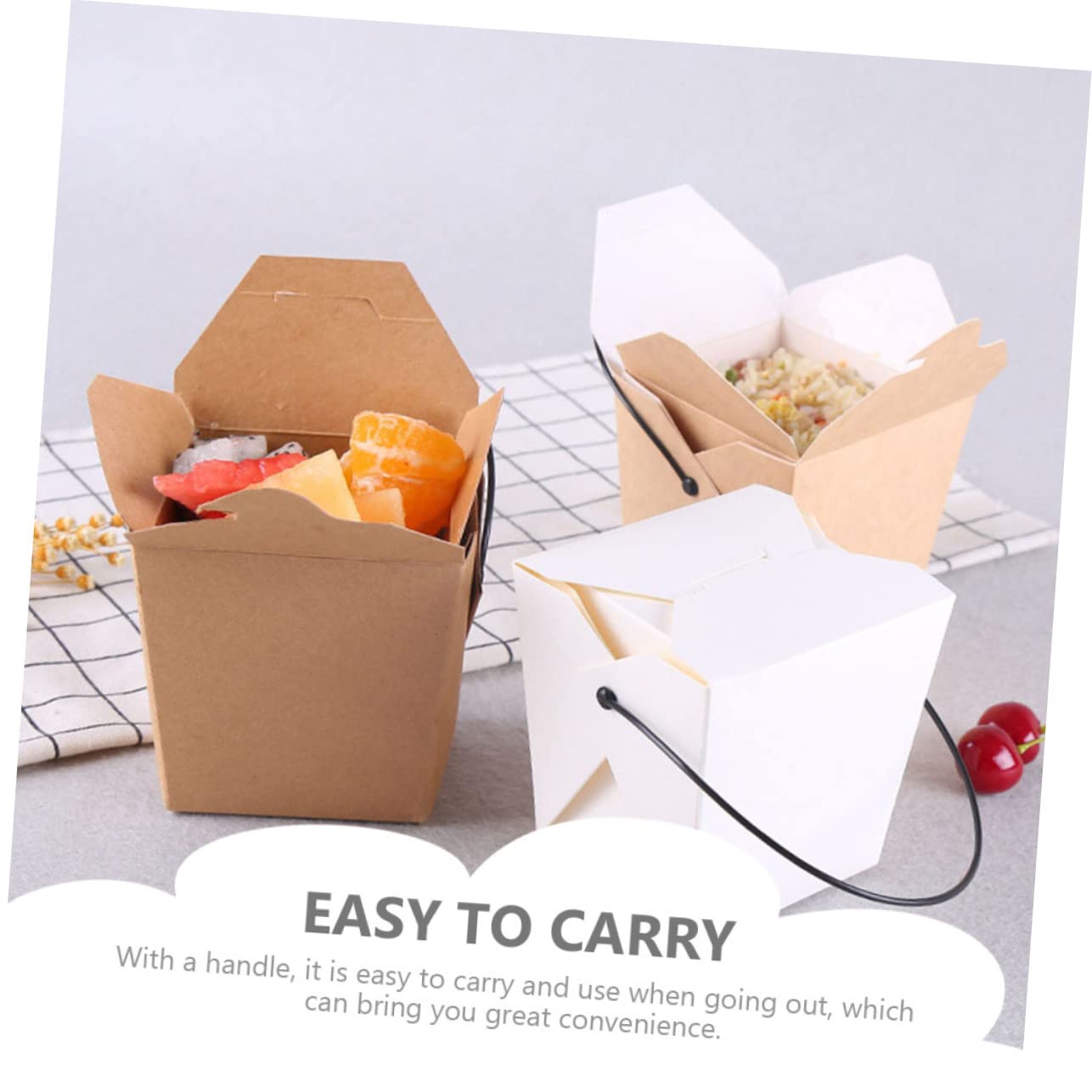 FUNOMOCYA Multipurpose Food Takeaway Box Kraft Paper Lunch Boxes 20pcs for French Fries Snacks Cookies Storage Holder Chinese Takeout Boxes