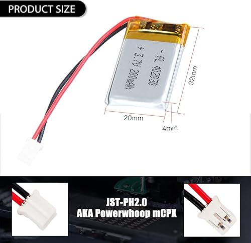 Miniatura 10 de 3.7V 180mAh 402030 Lipo batería recargable de iones de polímero de litio con conector PH2.0.000 in JST