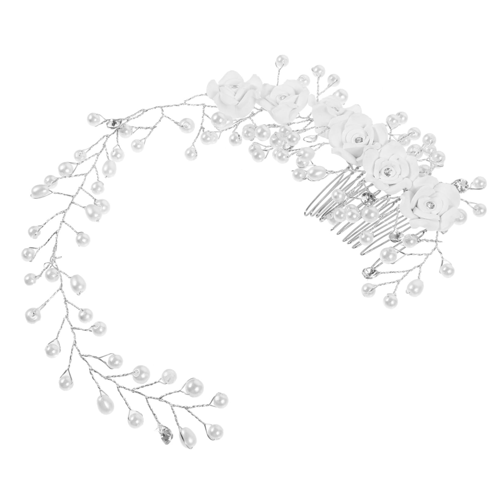 FRCOLOR Cintas para el pelo con perlas y flores, diadema, cinta para el pelo, accesorios para el pelo para el baile de graduación, diademas para el pelo para la novia, flores para el pelo, para mujer,