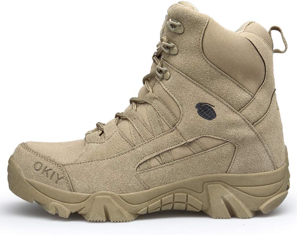 Men's Tactical Boots， Outdoor Work Walking Desert Training Shoes High-Tops Military Combat Boots, Sand- 42/UK 8/US 8.5