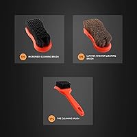 Vista 5 de SPTA Juego de 3 cepillos para detalles de automóvil, cepillo interior de cuero y textil, agarre cómodo y limpieza sin arañazos para salpicadero