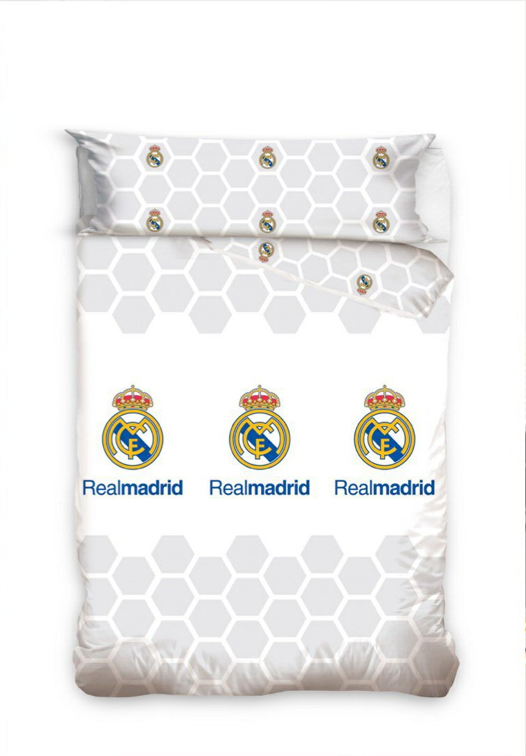 Real Madrid Juego de Cama 2 Piezas. Funda Nórdica + Funda de Almohada. Producto Oficial (150x220 (Cama DE 90 cmts))