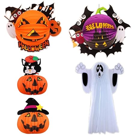 Amazon ハロウィン 飾り Sannl 紙提灯 ハロウィン 飾り付け 5種類 装飾 ランタン 3d 折りたたみ 提灯 紙製 ハロウィングッズ おしゃれ 壁掛け 豪華セット ハロウィーン飾り おもちゃ