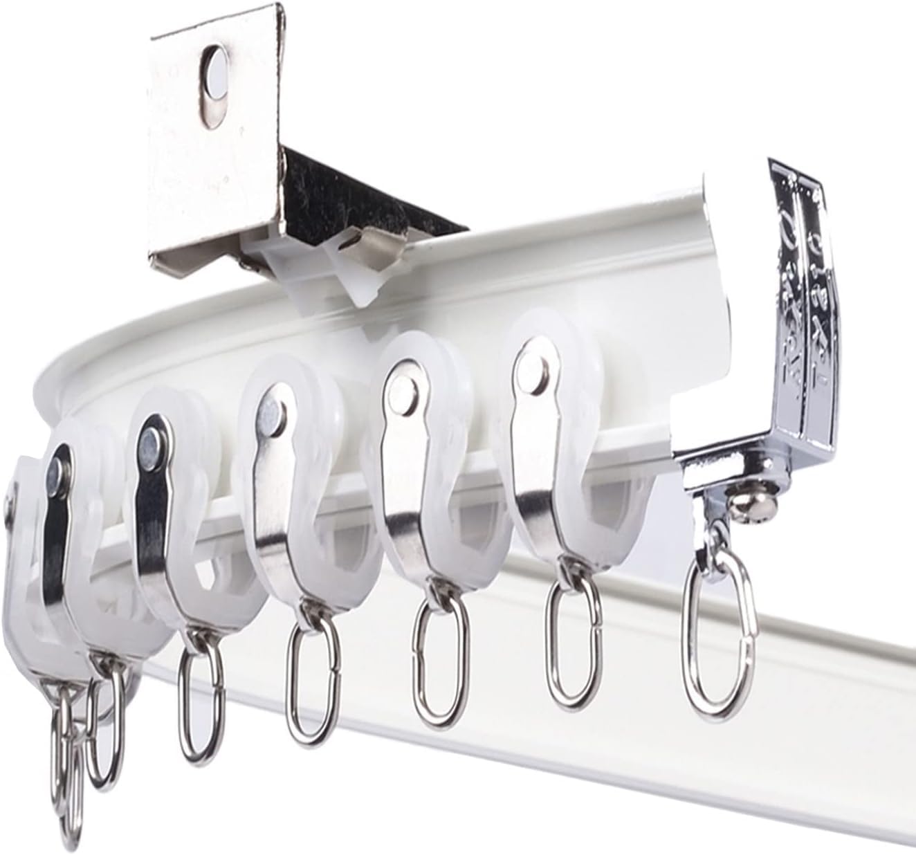 Window Curtain Track Wall Mounted, Heavy Duty Metal Curtain Rail System for Small Space/Bedroom(C,4.5m/14.7ft)