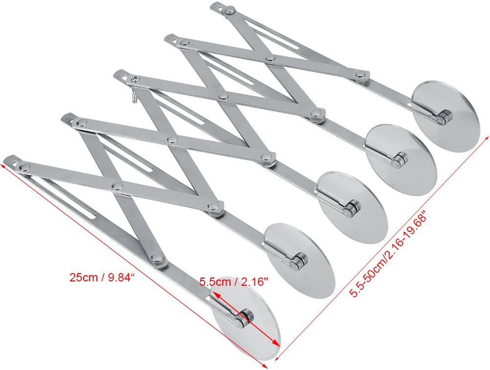 Non stick Accordion Pastry Wheel Cutter, Sharp Blades Stainless Steel Cake Knifes, Same Interval Section Dough Bread Kitchen Tool for Making Cakes Pizza Dough Bread Pancake (5 Wheels)