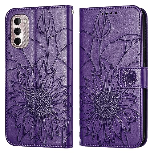 Étui cuir Motorola Moto G Stylus 2022 5G avec gravure florale en relief