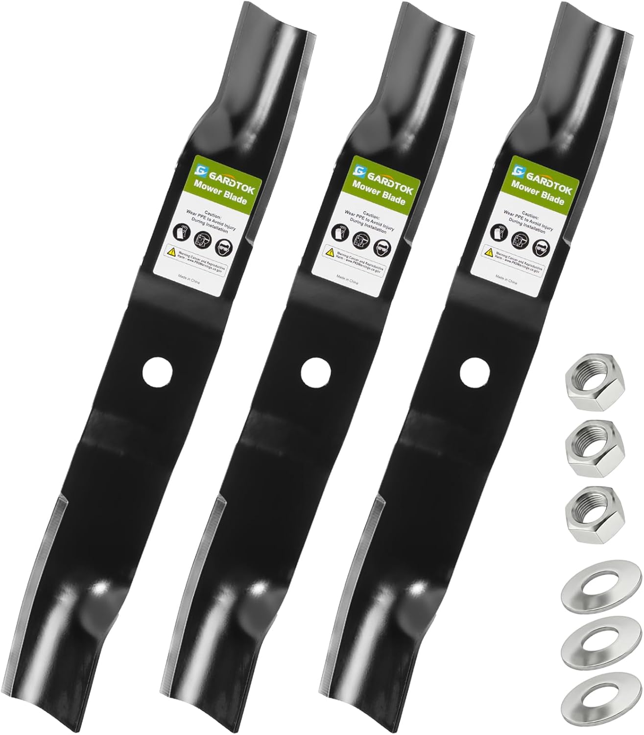 High Lift Mower Blades 3-Pack with 3 Nuts for Ariens Gravely Ikon 48 ZT X 48 ZT XL 48 Zero Turn Mower, Fits 48-Inch Deck, Replaces OEM 09659000