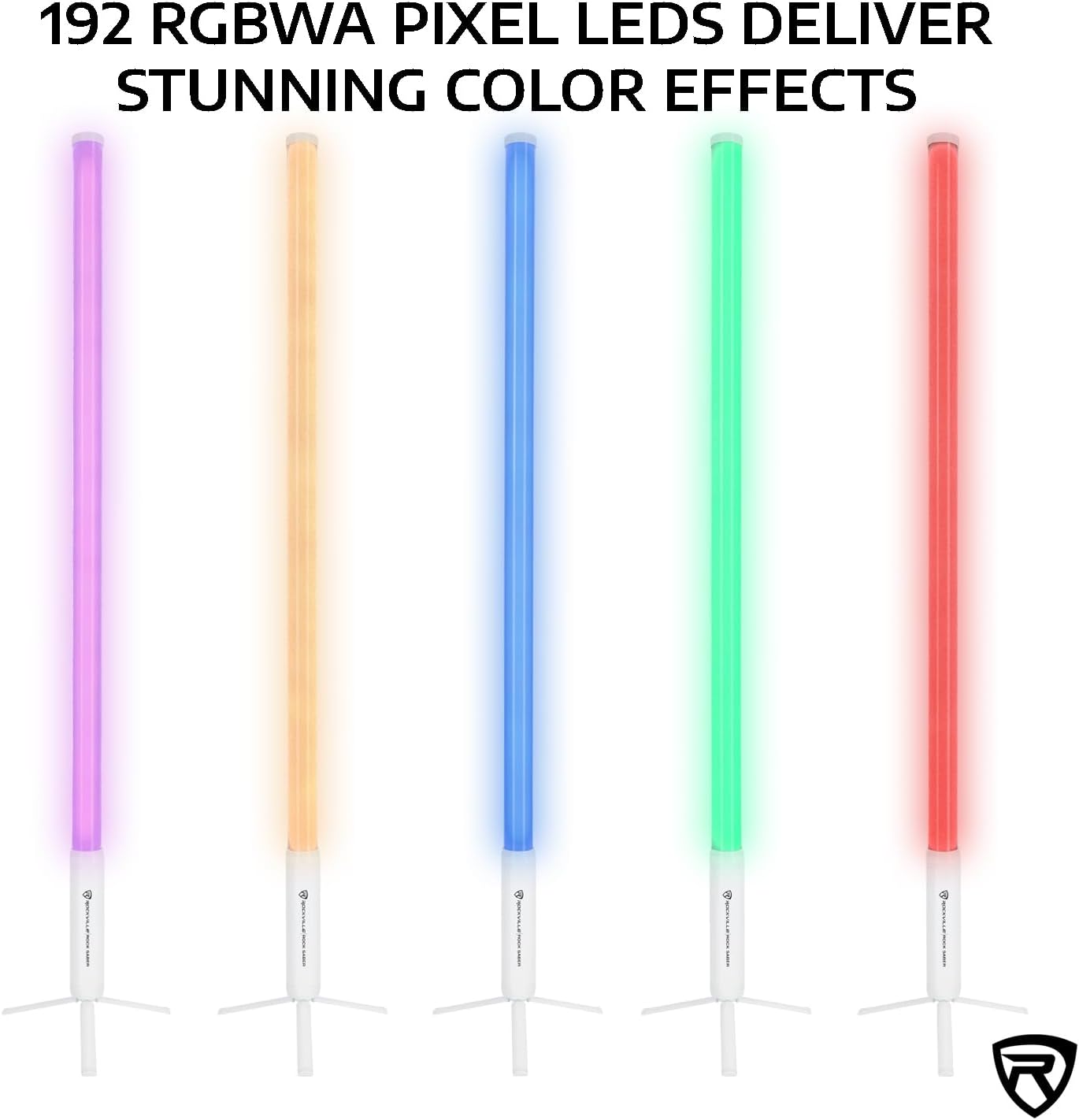 Rockville Rock Saber 192 LED Battery-Powered DJ Stage Tube Light, Wireless DMX, 12-Hour Battery Life, RGBW Color Mixing, Perfect for Events and Performances (White)