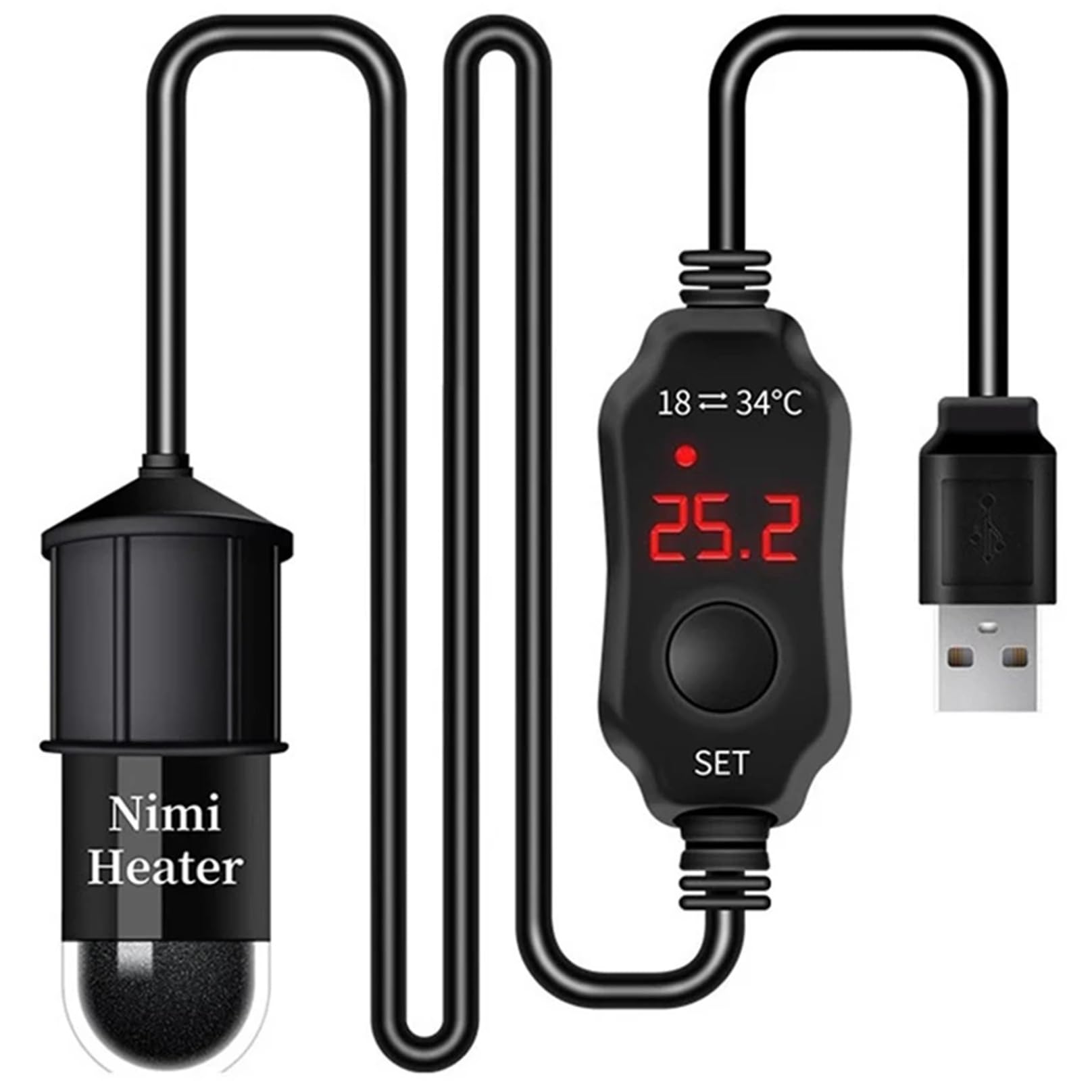 Fish Tank Heater Pond Heater USB Powered Small Fish Tank Heater 10w Submersible Aquarium Heater with Built-In Thermometer Heating Fast Fish Tank Heaters for Tropical