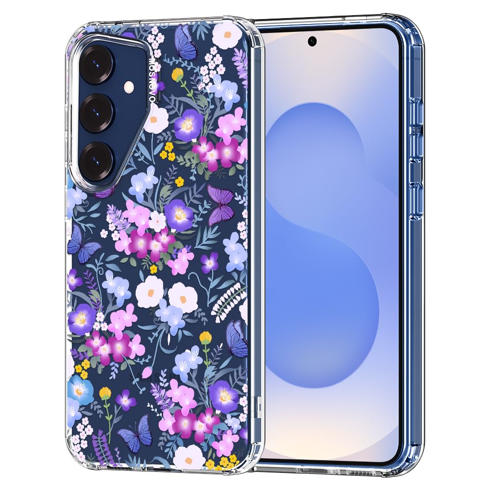 MOSNOVO Case for Samsung Galaxy S25 / Galaxy S24, [Buffertech 6.6ft Military-Grade Drop Protection] [Anti Peel Off Tech] Clear TPU Bumper Phone Case