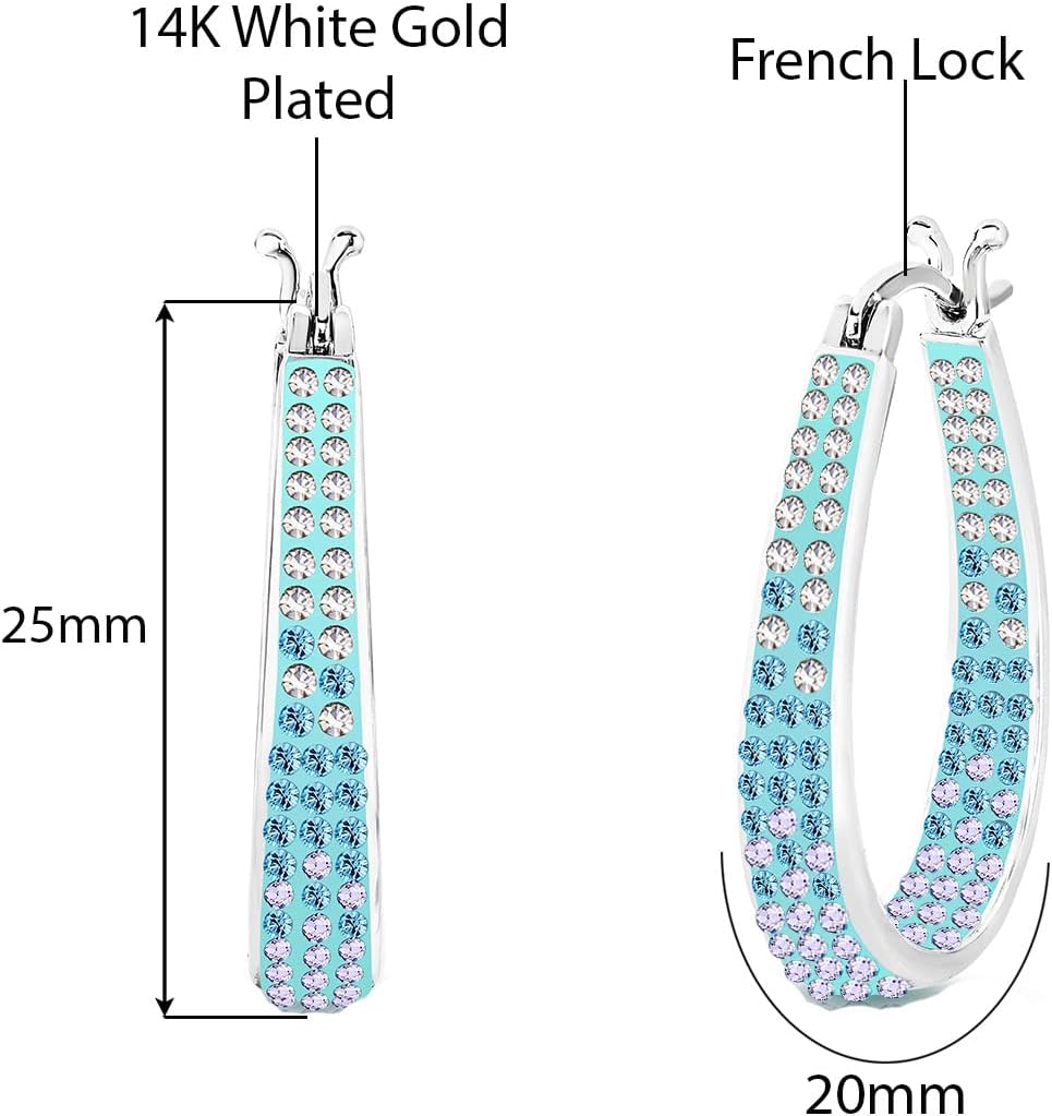 Savlano 14K Gold Plated Inside Out Crystal Hoop Earrings-Oval Shape Earrings for Women Comes with Gift Box - Image 3