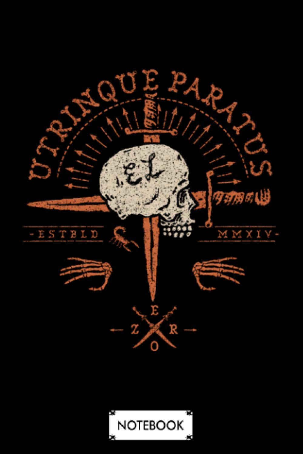 Utrinque Paratus Double Swords Notebook: Matte Finish Cover, 6x9 120 Pages, Lined College Ruled Paper, Diary, Journal, Planner