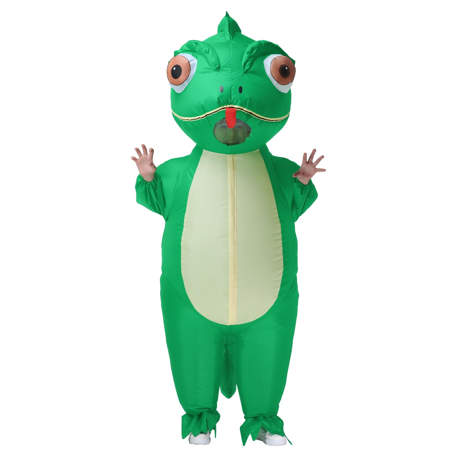 Poptrend Inflatable Chameleon Costume for Kids, Halloween Lizard Blow up Costume Funny Party Cosplay Full Body Suit