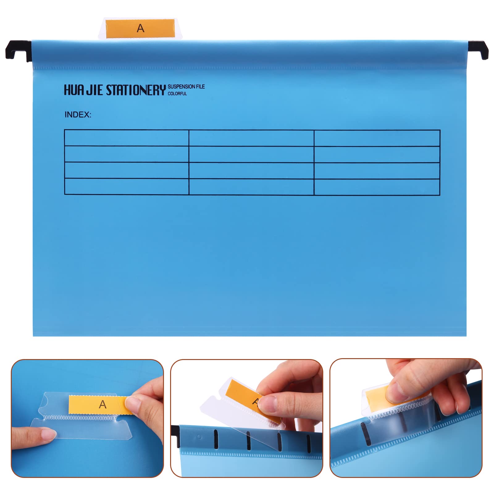 Foolscap Cartelle Sospese (confezione da 12, 3 colori), Cartelle Sospese in Plastica con Linguette e Inserti per Etichette con Lettere, per Schedario, Organizzazione di File