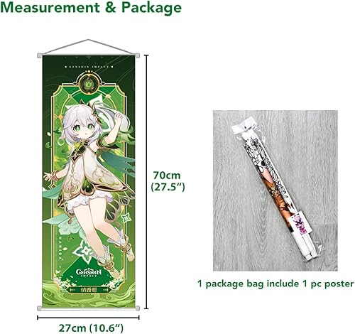Miniatura 5 de Genshin Impact - Póster con impresión HD (27 x 10 pulgadas), póster de personajes Genshin para montaje en pared y puerta, con varillas para