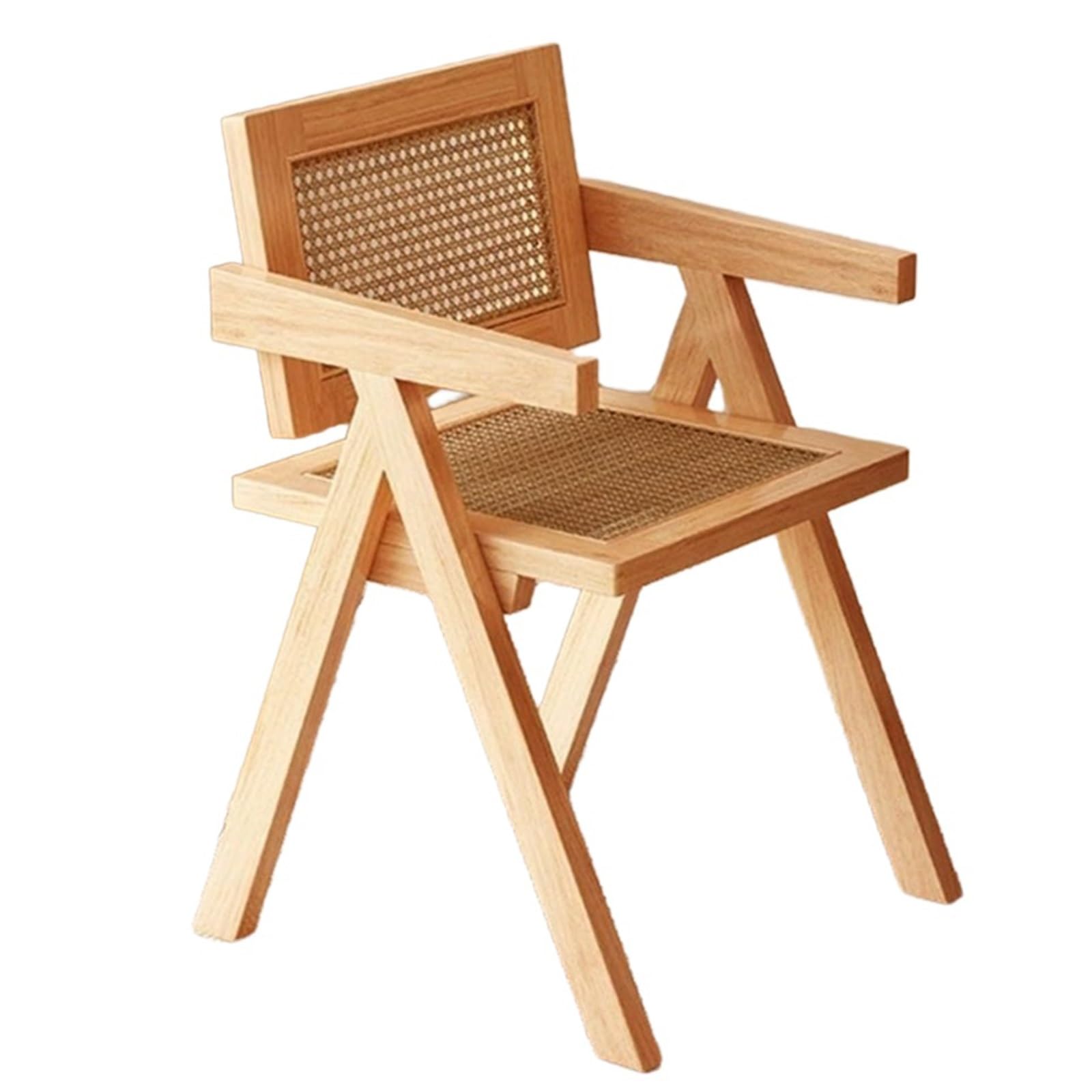 Chaise en rotin avec accoudoirs ergonomiques et piétement en bois stable