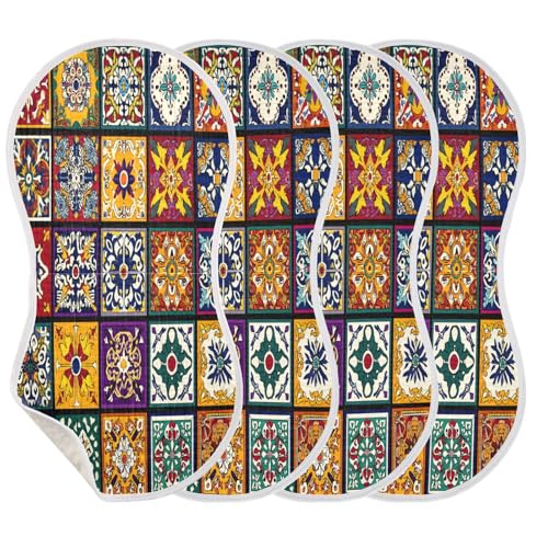Kigai Mexican Tile Baby Burp Cloths Extra Soft and Absorbent Burping Rags Cotton Burping Clothes Baby Washcloths for Newborn Boys Girls - 1 Pack3
