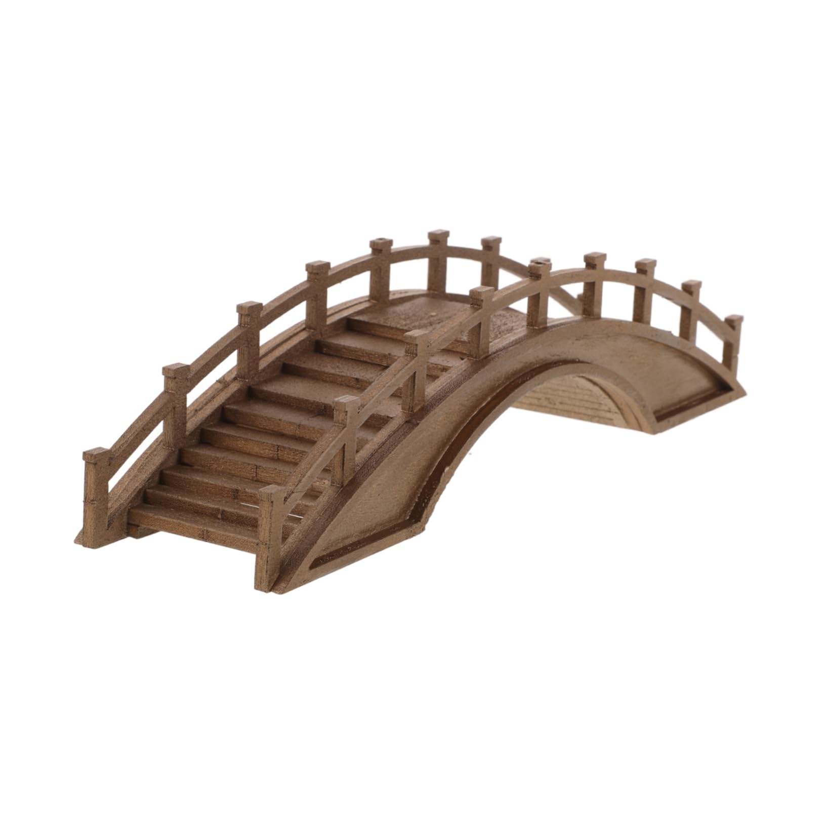 Sosoport Miniatur Holzbogenbrücke Gartendekoration Terrasse Gartenskulptur Robuste Mittlere Holzbrücke für Mikrolandschaften Outdoor Deko Gartenmodell