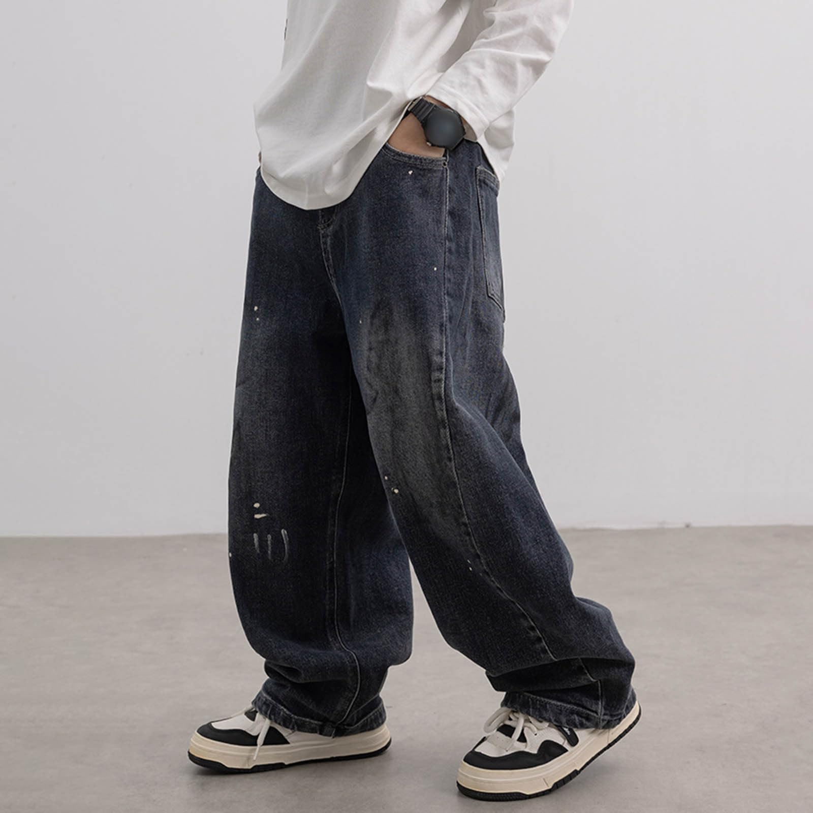 Generico Jeans Bambino-Pantaloni Casual in Denim per Ragazzi per l'autunno e Pantaloni Comodi e Larghi per Bambini più Grandi, Jeans alla Moda per Ragazzi con Stile Classico