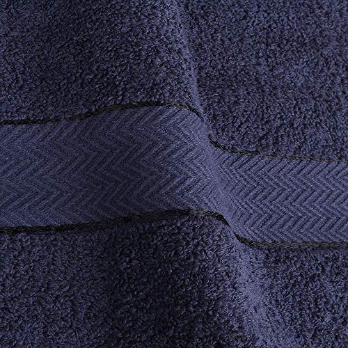 Image of Global Home 100% Cotton Bath Towel II 500 GSM II Blue II 140 X 70 cm - 2pc Set for Gym, Kitchen, Home, Bathroom or Spa, Wash Basin, Hotel