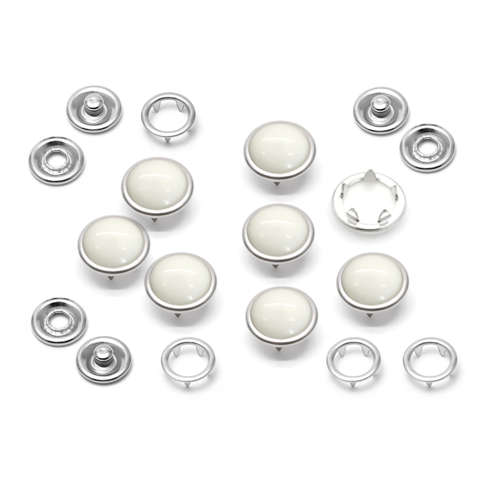 craftmemore 20sets 10 mm blanco Fashion Pearl broches de presión cierres para Western Shirt Ropa Popper studs