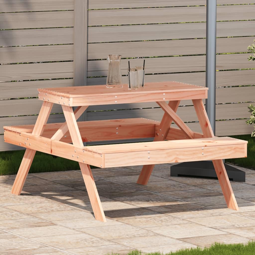 Mesa de picnic de madera maciza Douglas 105 x 134 x 75 cm, mesa de jardín y mesa de patio para balcón, patio, patio, patio, exterior, resistente para comer y asar