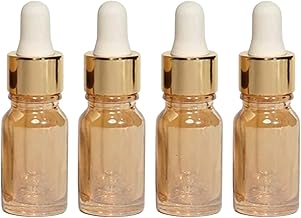 Indiana 4 Pcs Transparent Glass Bottle With Golden Glass Dropper 15ml - Pack Of 4