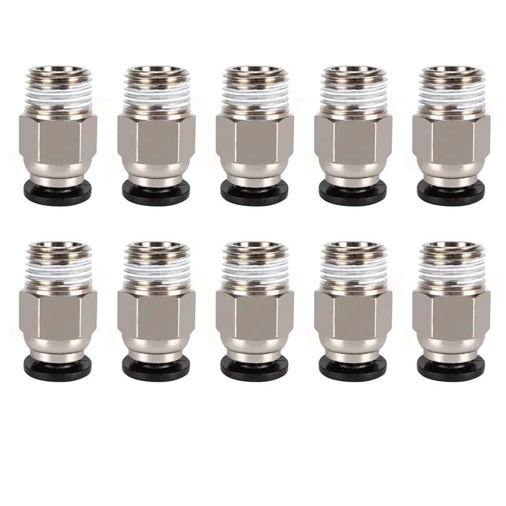 Angelkiss Pneumatic PTFE Tube PC4-M10 Connector Parts for Bowden Extruder 3D Printer, Black(Pack of 10pcs)