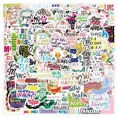 100 Stück inspirierende Zitat Aufkleber für Wasserflaschen Laptop Handyhülle Tassen Notebook Tagebuch Gepäck Planer Dekoration Vinyl motivierend positiver Wort Aufkleber für Frauen und Erwachsene Cover