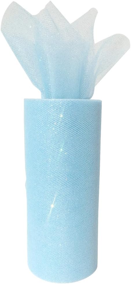 Just Artifacts Glitter Tulle Fabric Roll 25-Yards Length x 6-Inch Width (Color: Sky Blue)