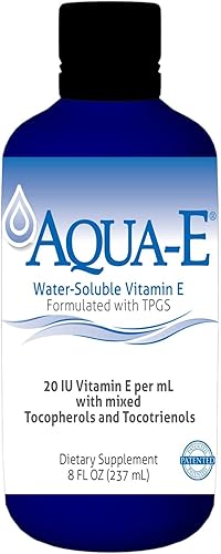 UNIQUE E A.C. Grace Company, Aqua-E - Vitamina E soluble en agua, tocoferoles y tocotrienoles, 8 onzas líquidas (8.0fl oz)