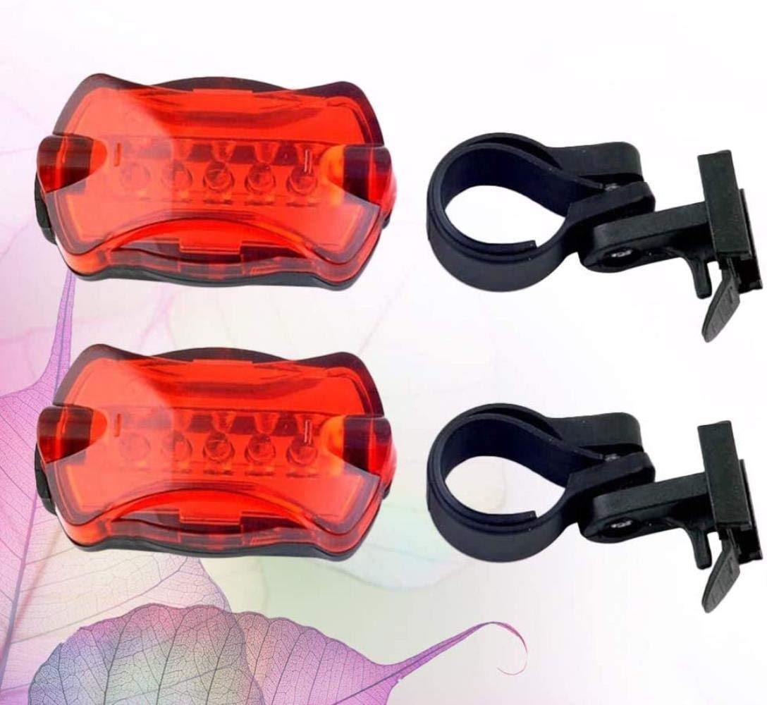 Solide 2 Stück Fahrrad Rücklicht Wasserdicht 5 LED Fahrrad Rücklichter Fahrrad Sicherheit Warnleuchte Bremslicht Blinker Licht für Radfahren (Rot) Langlebig