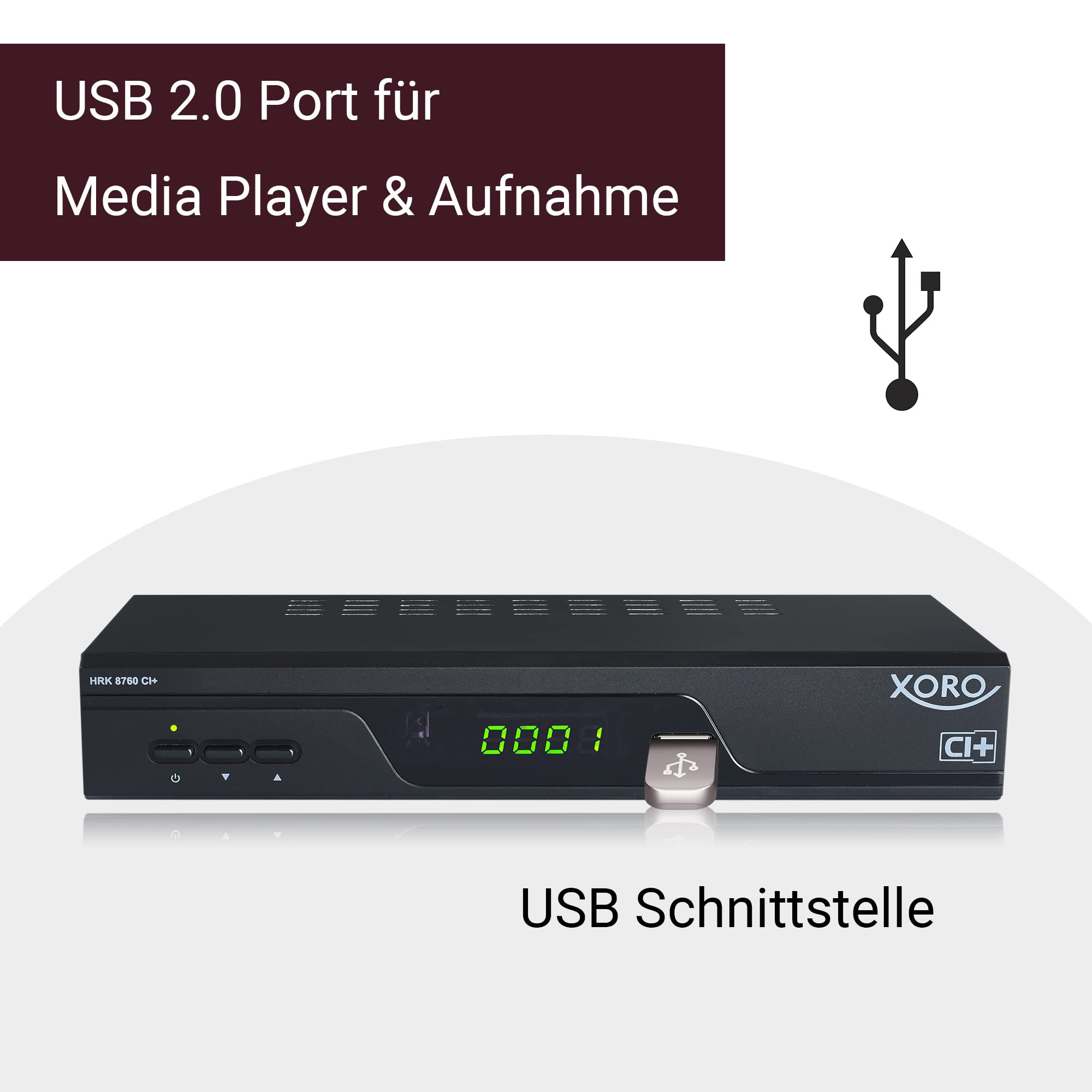 XORO HDTV Receiver für digitales Kabelfernsehen (DVB-C) HRK 8760 CI+, HDMI, PVR-Ready, Timeshift, CI+ Schacht für PayTV, S/PDIF, USB 2.0, Mediaplayer, schwarz