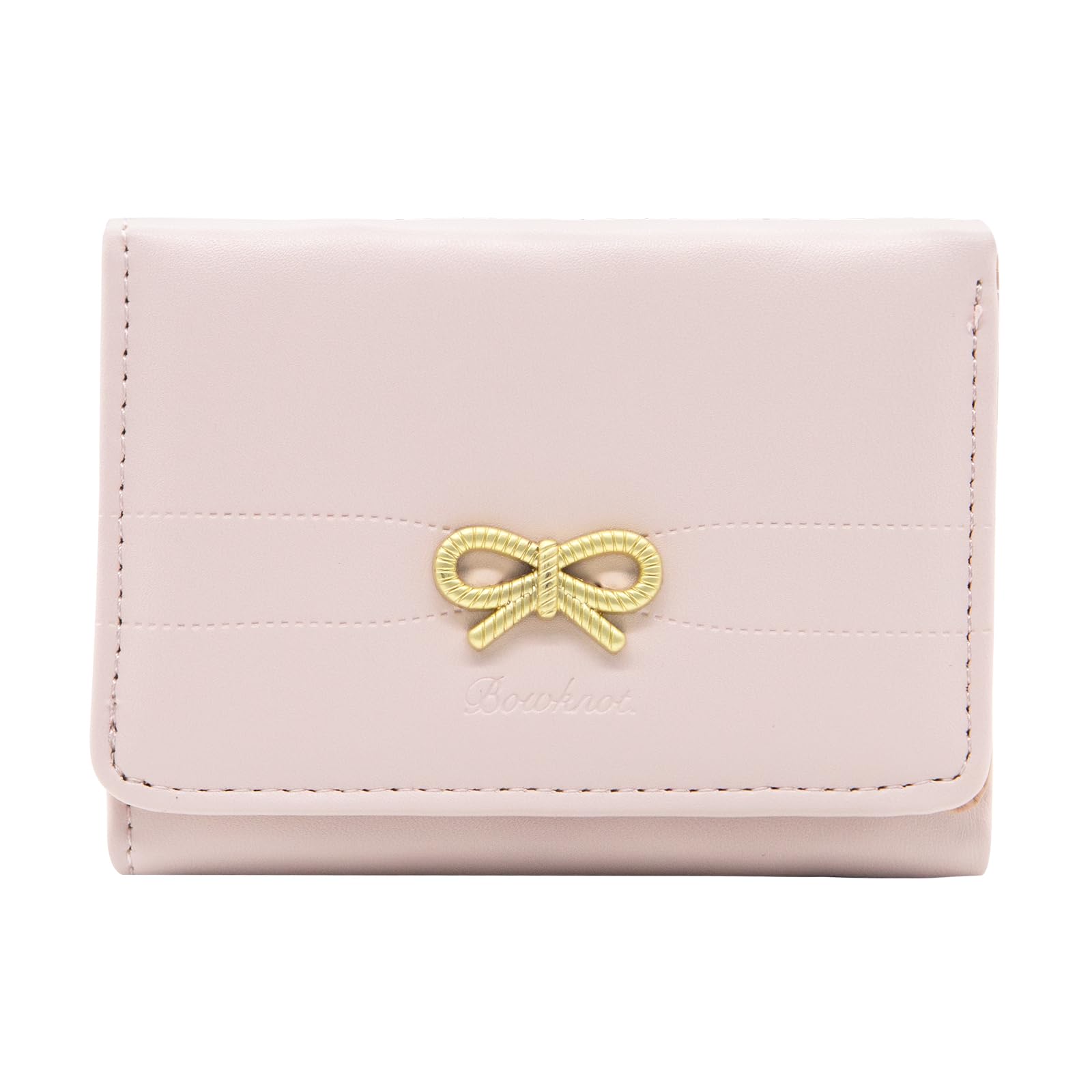 LJCZKA Cute Wallet Women Coquette Bow Small Wallet Girls Tri-fold Leather Card Holder ID Window Aesthetic Purse Ladies (Pink)