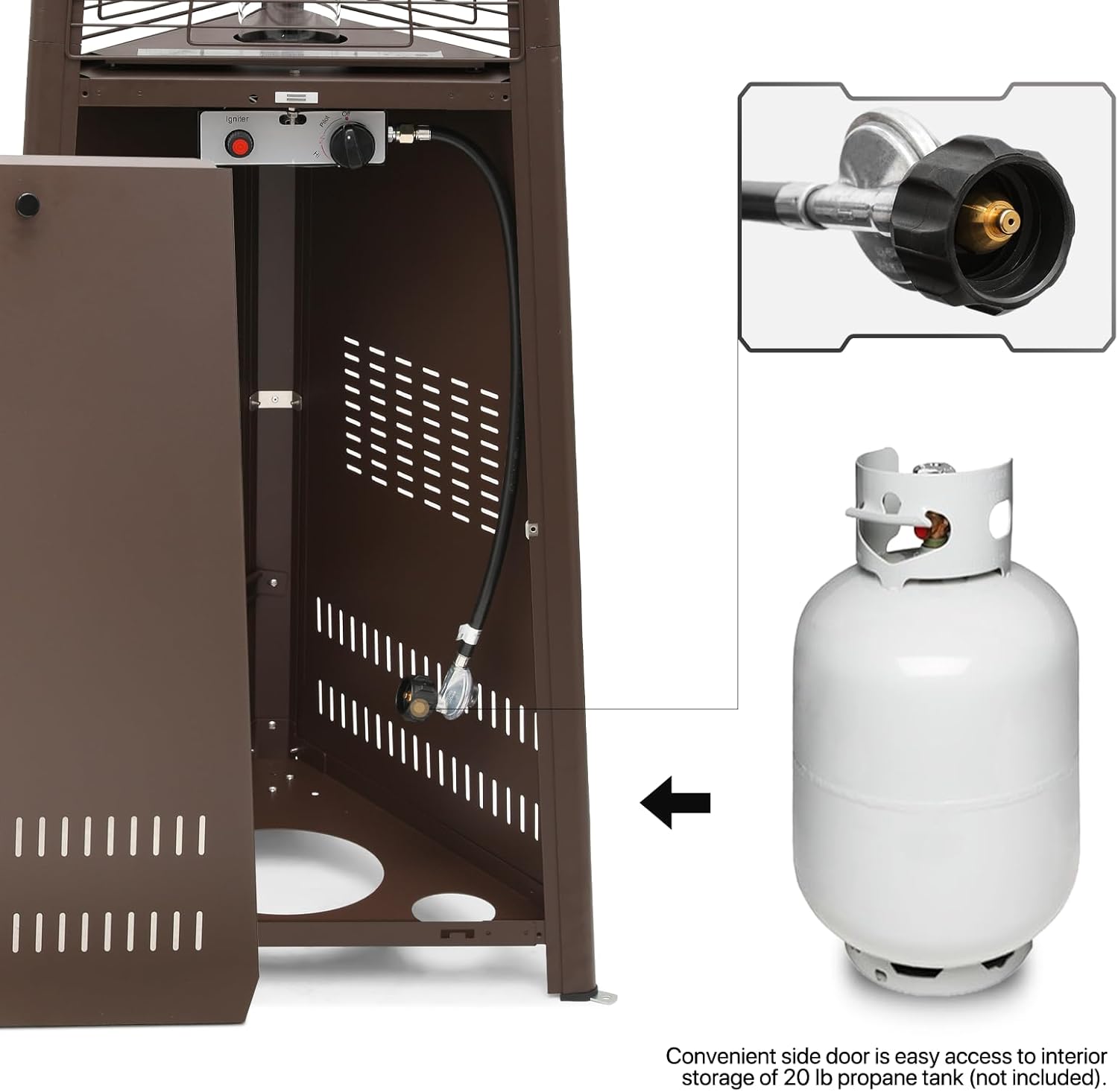 Coffee Brown 42,000 BTU Propane Pyramid Patio Heater with Steel Frame